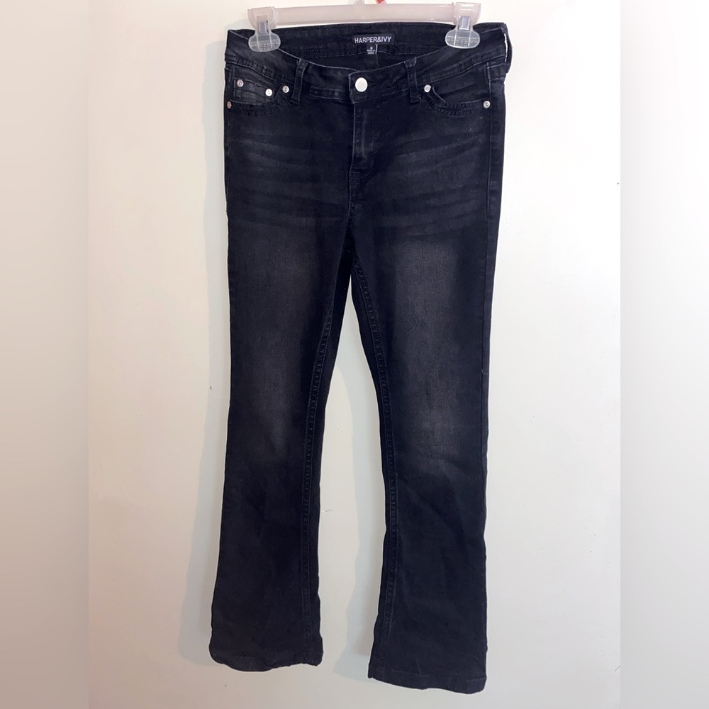 Harper & Ivy Beaded Pocket Black Jeans Size 5